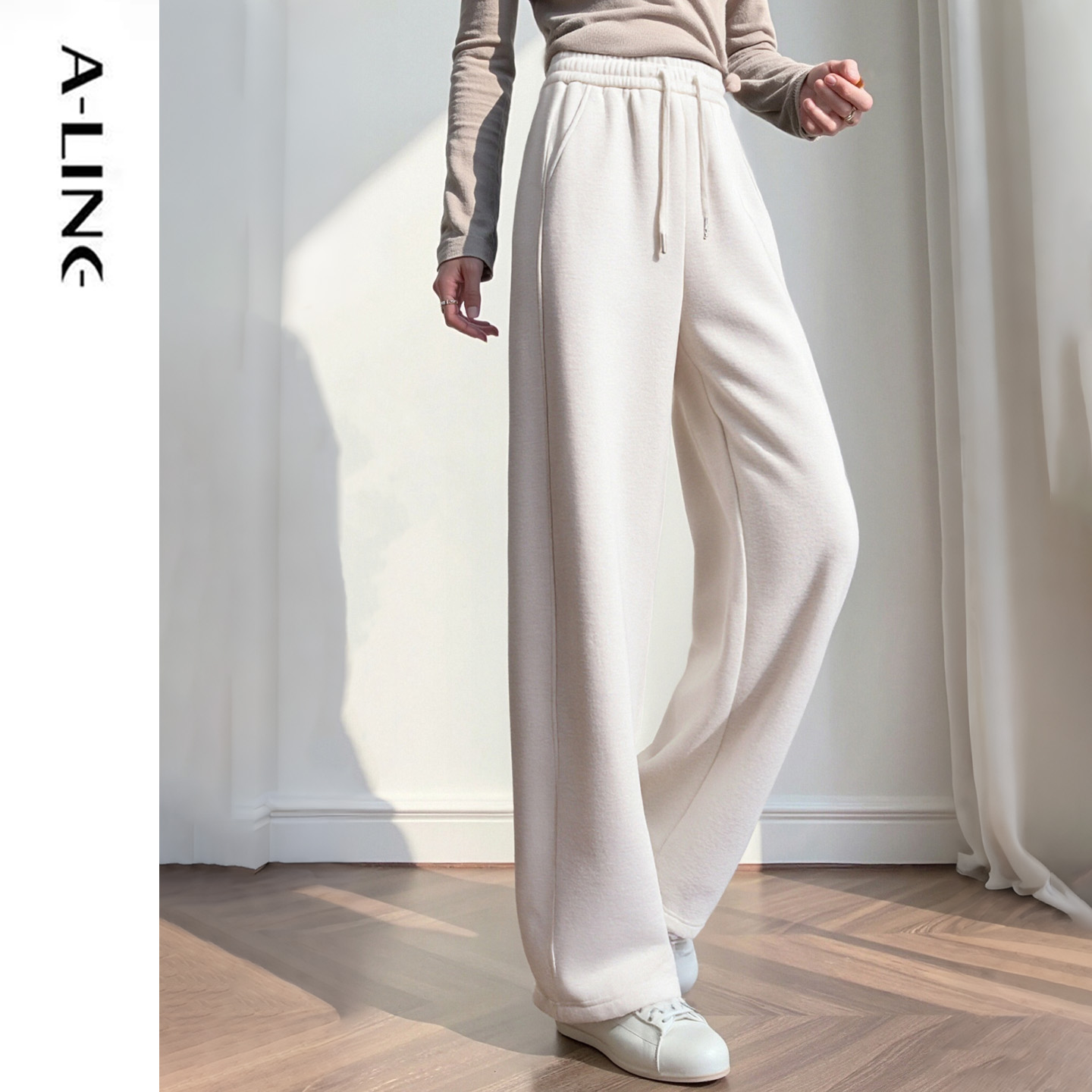 加绒羊毛直筒裤显瘦百搭裤子