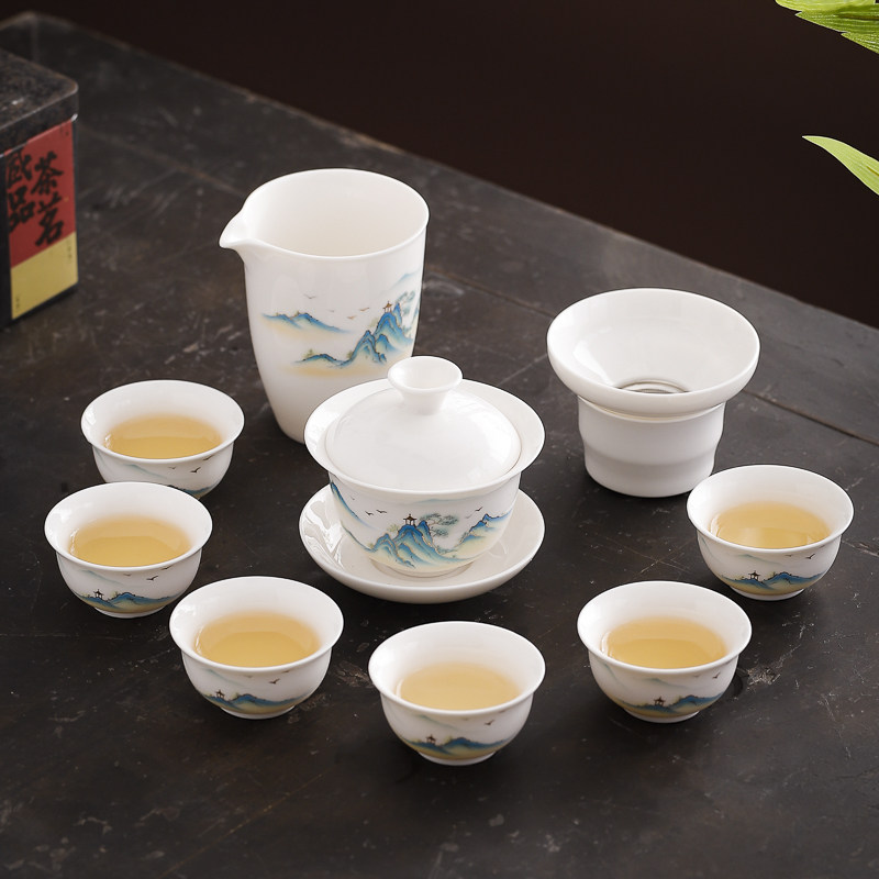 茗峰德化玉瓷潮汕功夫茶具套装