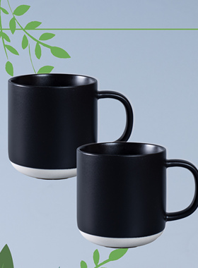 磨砂黑色杯子印图酒店马克杯陶瓷水杯创意家用咖啡定制logo带盖勺