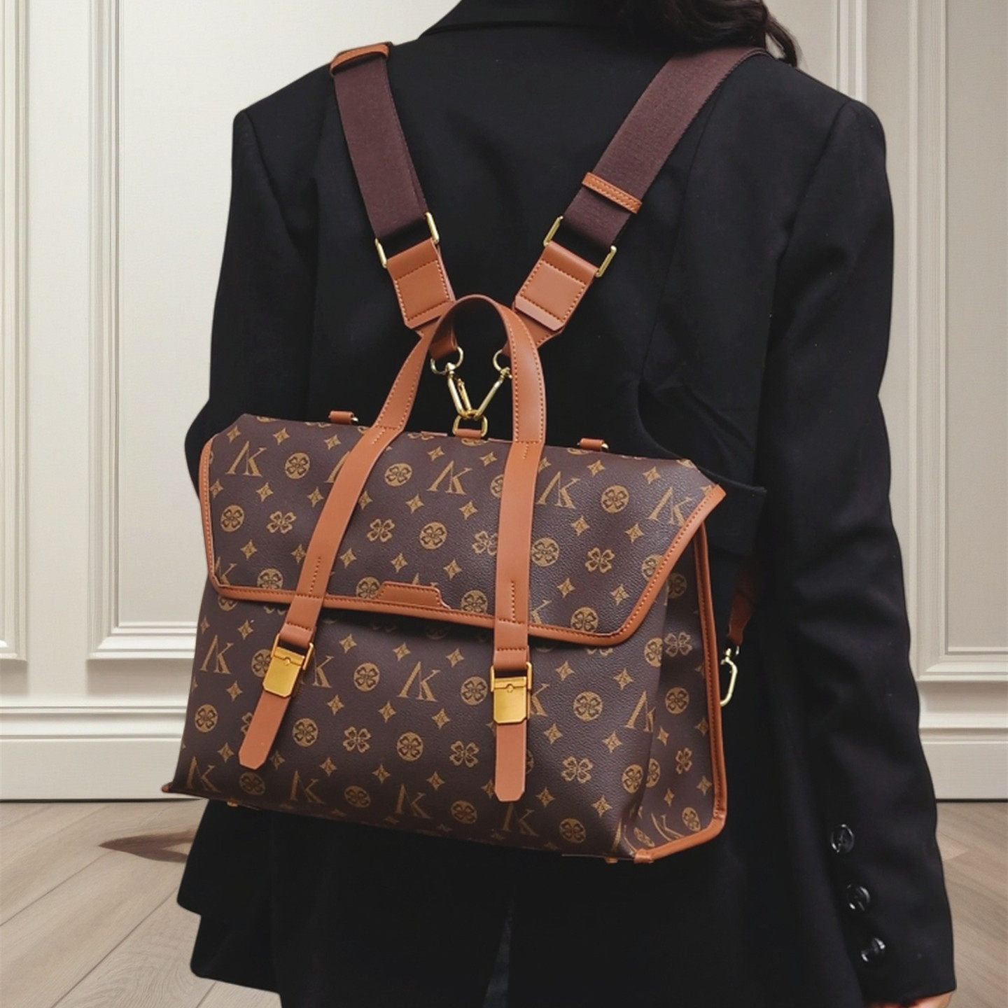 超大容量真皮多功能女包2026新品手提斜挎双肩包单肩软皮老花休闲