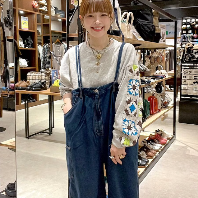 日系25秋季新品niko袖针织提花拼接圆领卫衣百搭上衣女
