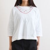 日系26新款 CC45爱琴海项链刺绣甜美宽松减龄百搭6分袖 T恤