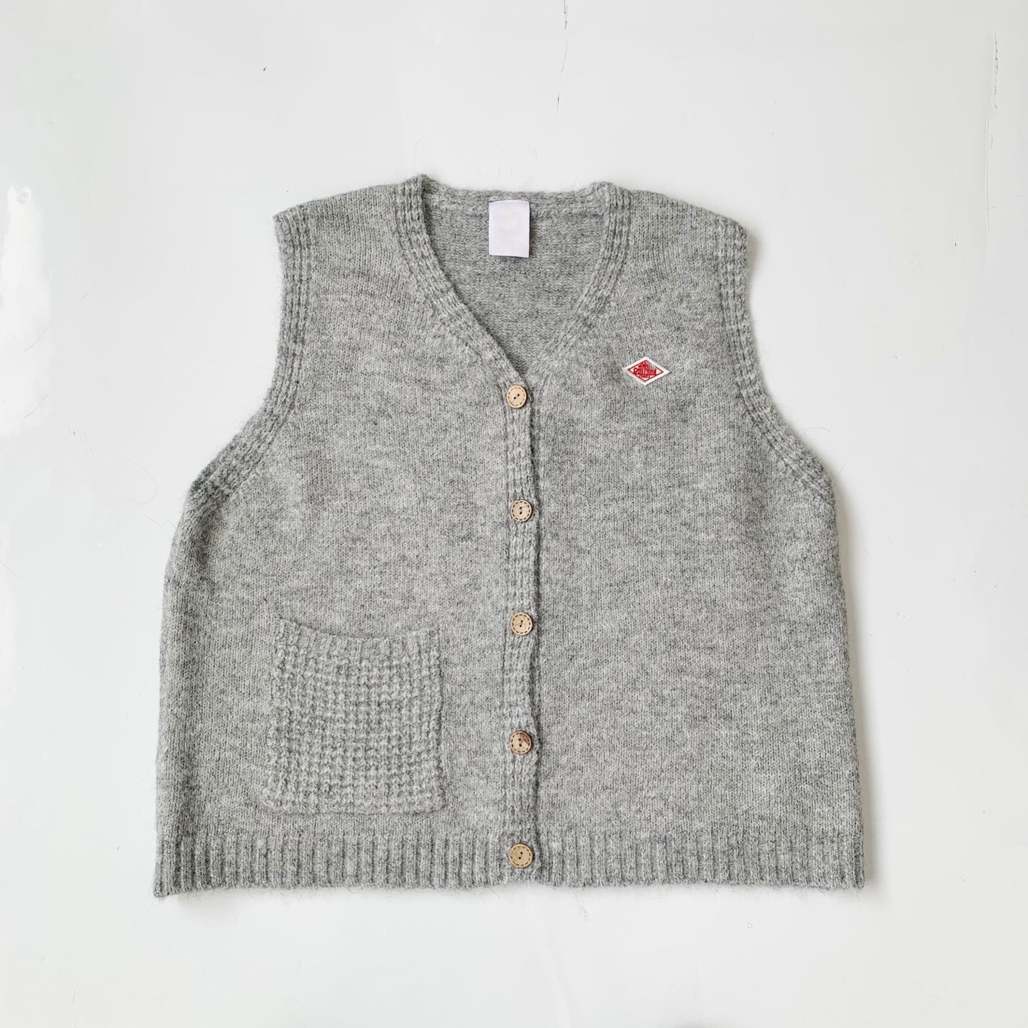 日系25秋冬新款Danton纯色单口袋百搭针织叠穿马甲坎肩