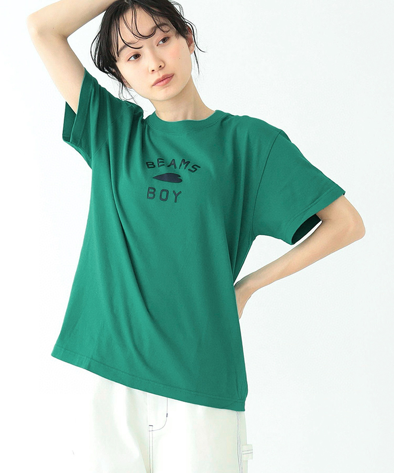 日系夏季新款beams爱心字母印花舒适纯棉圆领短袖T恤上衣女INS
