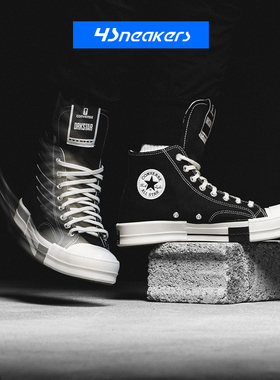 Rick Owens DRKSHDW x Converse RO联名高帮男女黑色帆布鞋