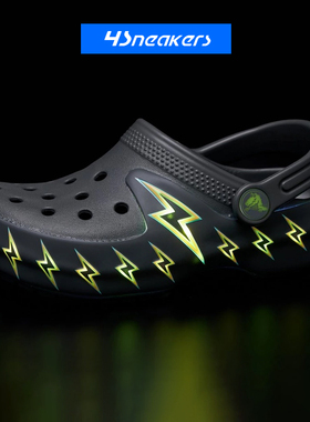 Crocs/卡骆驰 经典酷闪闪电爱心碳灰运动儿童洞洞鞋213183-669