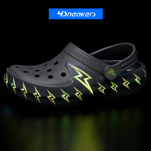 Crocs/卡骆驰 经典酷闪闪电爱心碳灰运动儿童洞洞鞋213183-669