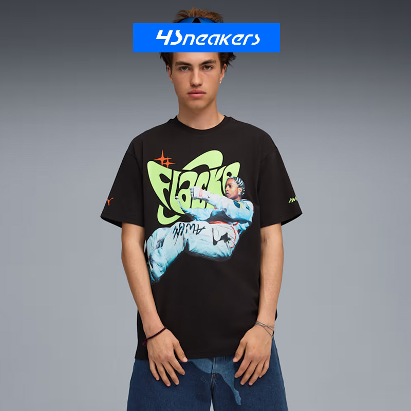 PUMA X A$AP ROCKY INHALE赛车印花logo带手套短袖骑行服做旧卫衣