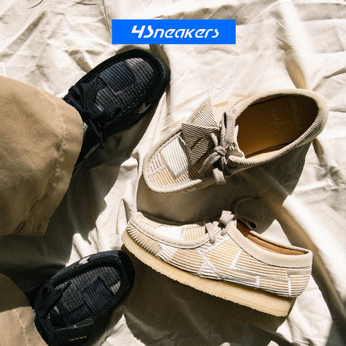 Aleali May x Clarks Wallabee 灯芯绒拼接低帮休闲运动鞋袋鼠鞋