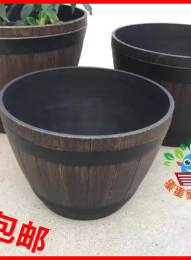 塑料欧美外贸仿啤酒桶花盆