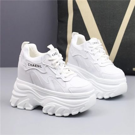 老爹鞋厚底女鞋14cm舒适百搭小个子休闲运动软底内增高系带松糕鞋