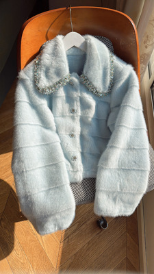 2025新款秋冬加厚保暖毛绒外套女短款小个子仿水貂毛领毛毛大衣