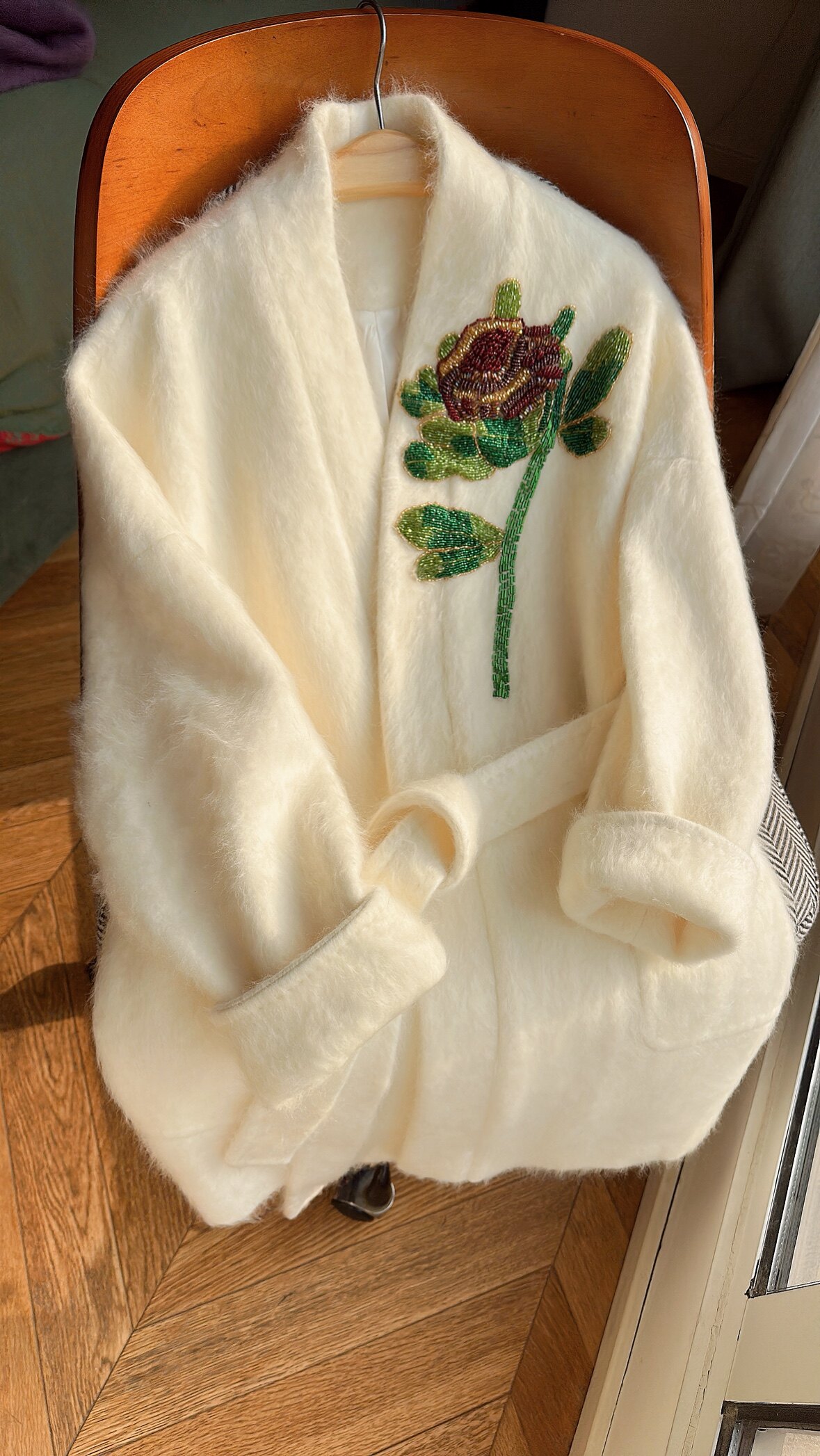 水洗拉绒大衣女秋冬新款宽松慵懒风软糯中长款外套山羊绒羊毛大衣