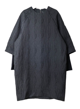 SD正品折扣女士小众设计宽松机理茧型中长款假两件连衣裙1220