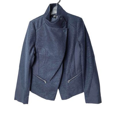 圣迪家韩版拼接斜门襟立领短外套