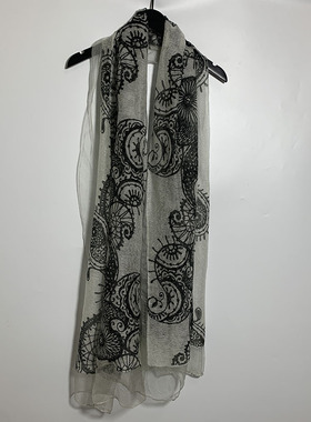 圣迪家女士桑蚕丝织花混纺围巾披肩3704