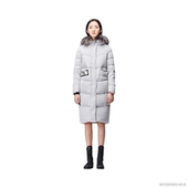修身 圣迪家正品 折扣女士长款 真毛领保暖羽绒服连帽灰调2432