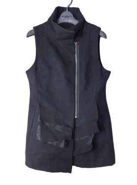 SD正品女士时尚个性设计感简约立领无袖修身羊毛呢背心上衣1645