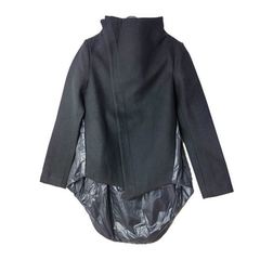 SD正品女士时尚小众设计感休闲拼接宽松羊毛立领中长款外套1760