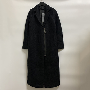 毛呢大衣含羊毛42% 长款 1891 翻领肌理感修身 圣迪家女式