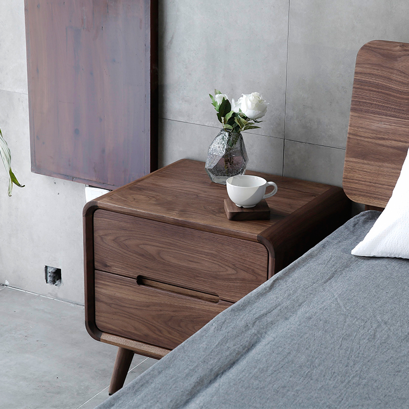 木手匠木作黑胡桃日式床头柜