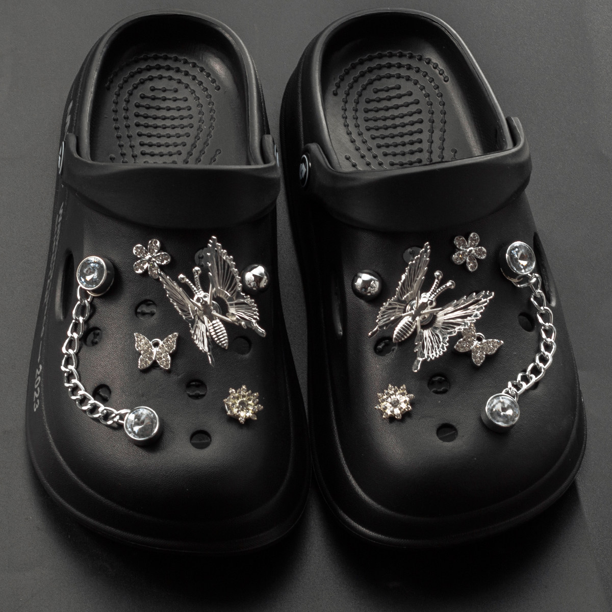 crocs洞洞鞋配饰舞动合金蝴蝶装饰鞋扣可拆卸水钻短链条鞋花配件