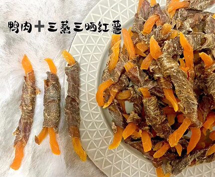 淡泪痕促消化狗磨牙训练奖励鸭肉缠红薯宠物防牙结石除口气零食
