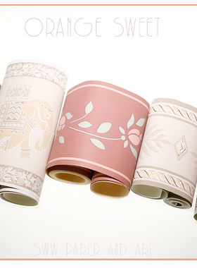 墙贴美国进口手绘自粘防水瓷砖贴花朵灰色红色花卉神器欧式客厅