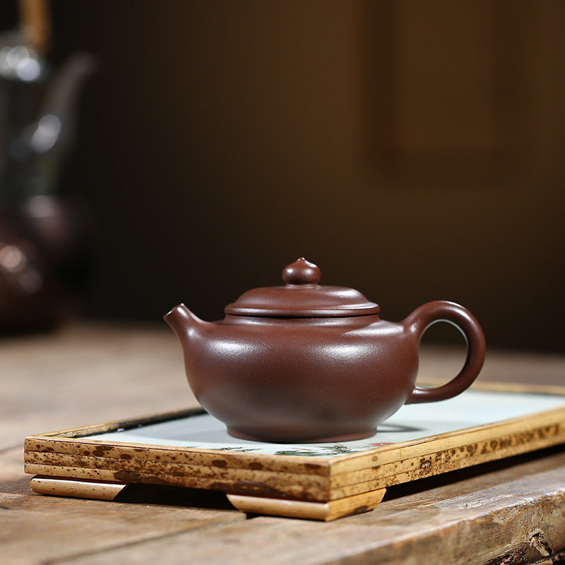 宜兴原矿老紫泥紫砂壶 名家纯全手工圆珠壶 家用泡茶壶 功夫茶具