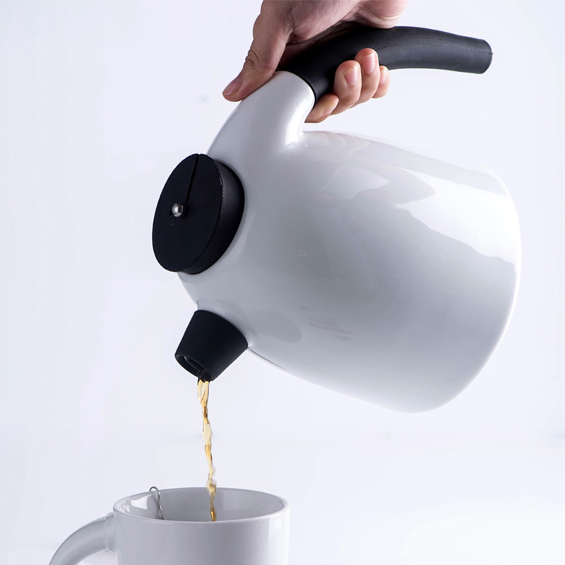 北欧风格家用陶瓷茶壶1.2升大容量白瓷大水壶带不锈钢茶球 SH0903