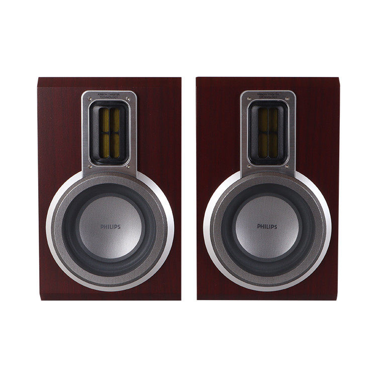 Philips飞利浦家用木质发烧音响台式钕磁带式高音4寸无源书架音箱