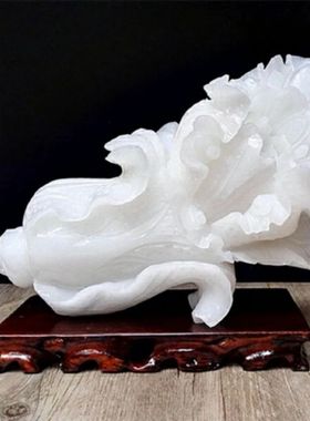 天然阿富汗白玉白菜百财摆件 酒柜家居客厅装饰品摆设开业礼品