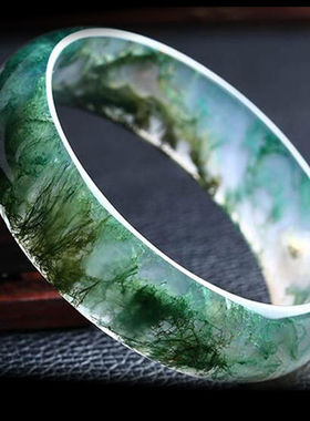 冰透水草玛瑙手镯天然正品浪漫女