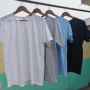 纯棉短袖 打底老头衫 夏季 爷爷薄款 T恤爸爸上衣宽松汗衫 中老年男士