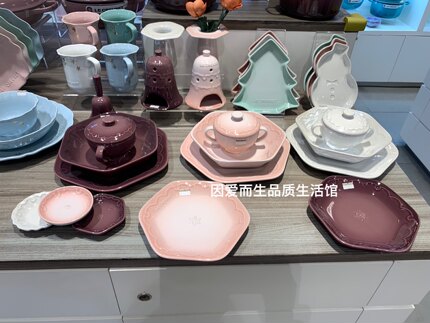 特价清仓 酷彩Le Creuset炻瓷圣诞雪环 六边形盘雪花平盘雪花铃铛