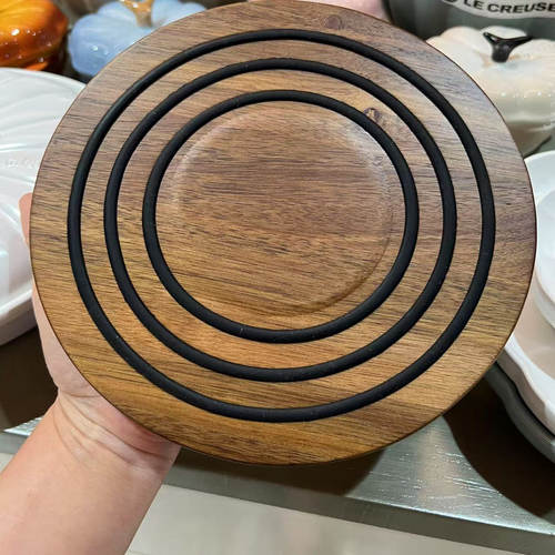 酷彩Le Creuset 木质磁力锅垫铸铁锅垫隔热垫圆形餐垫多功能20CM