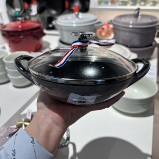 迷你小炒锅baby 法国staub 珐宝 夜樱粉16cm 铸铁锅0.65L Wok