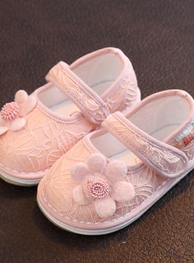 小宝宝公主鞋1一2岁婴儿鞋子女宝宝手工布鞋儿童室内鞋软底学步鞋
