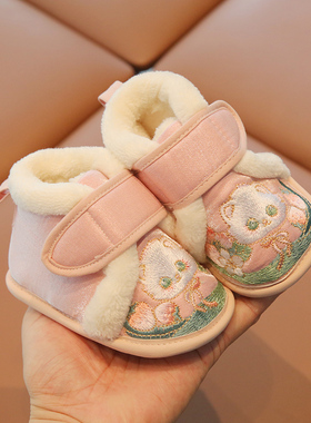 周岁鞋子女宝宝秋冬鞋小宝宝公主鞋婴儿冬鞋加绒保暖室内学步棉鞋