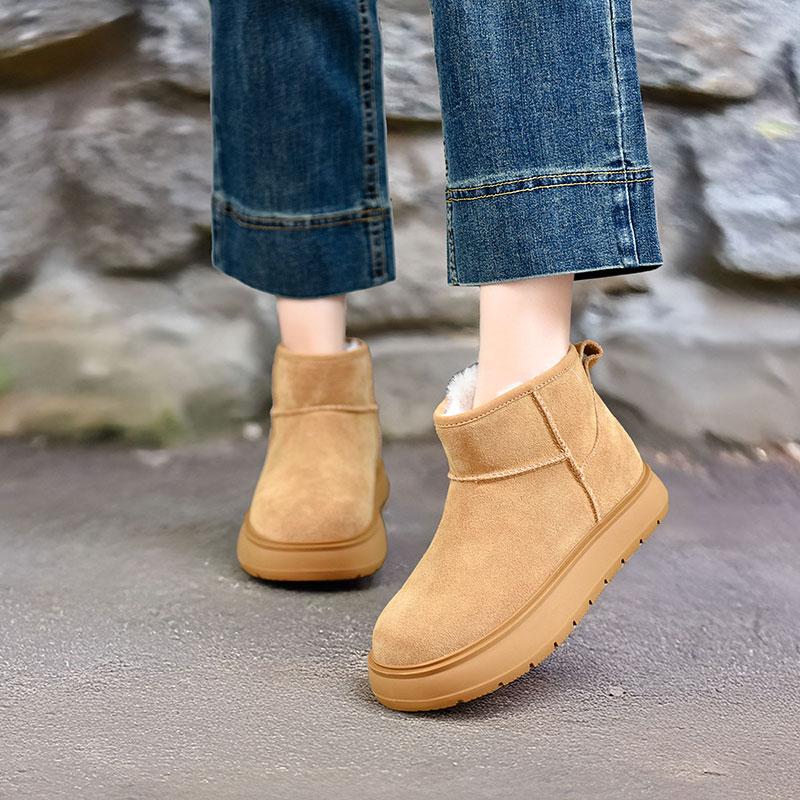 保暖雪地靴短靴四起哥真皮冬季