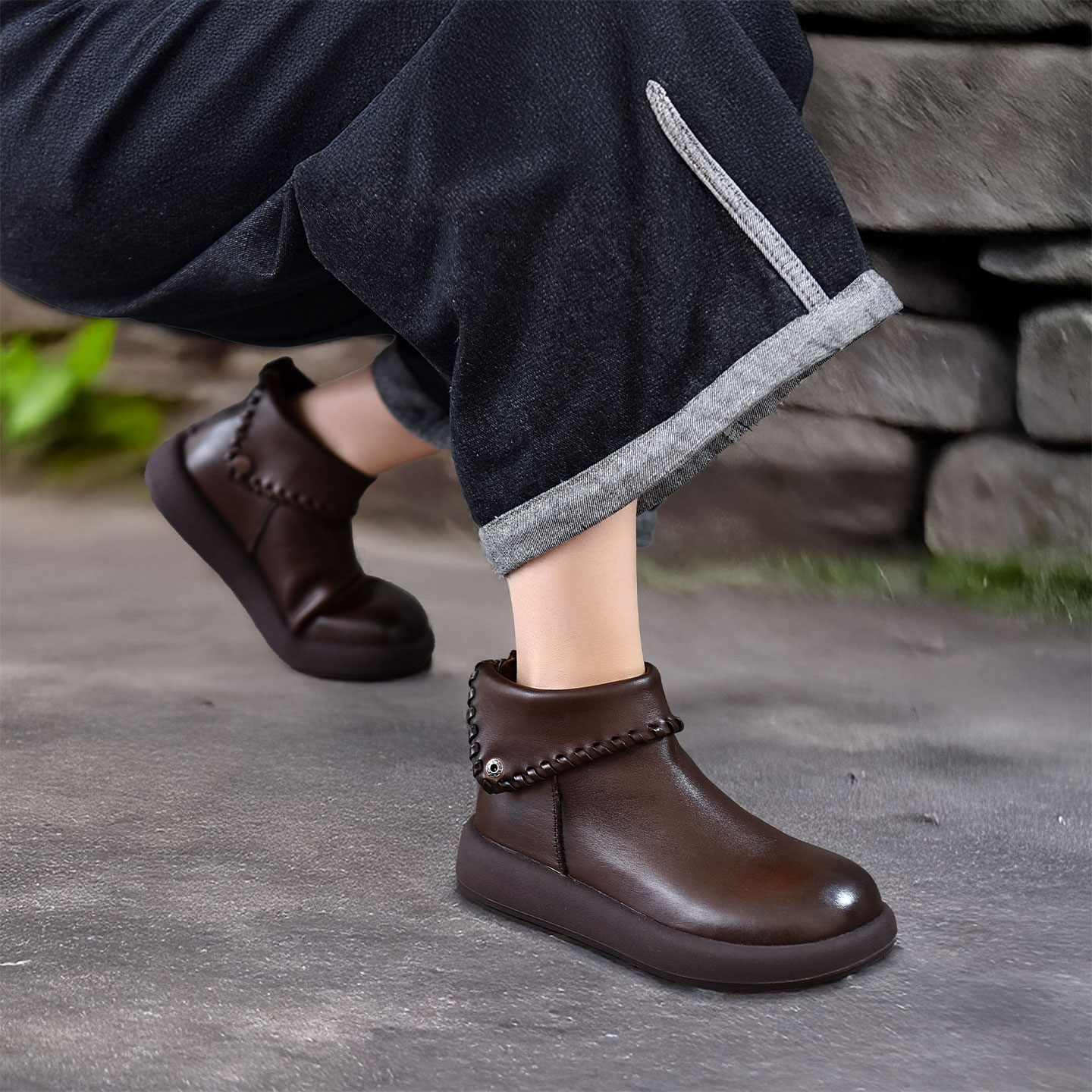 四起哥2025秋冬新款头层牛皮短靴