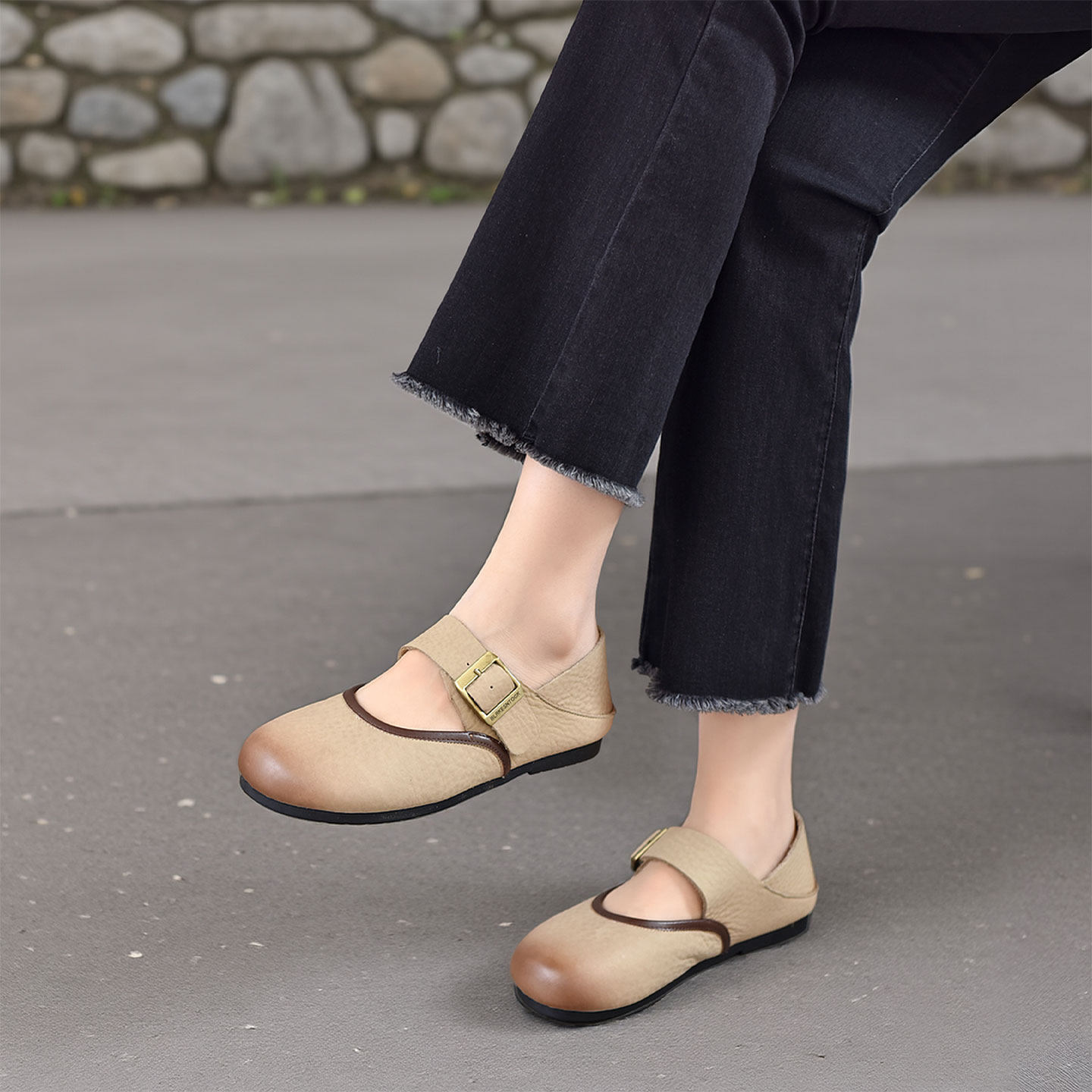 四起哥2026春秋新款小单鞋头层牛皮玛丽珍两穿文艺女鞋舒适平底鞋,女鞋,玛丽珍鞋,淘宝优惠券,粉丝福利购,淘宝优惠卷