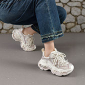 四起哥2026春秋时尚 潮 松糕鞋 轻奢老爹鞋 女厚底增高网面休闲运动鞋