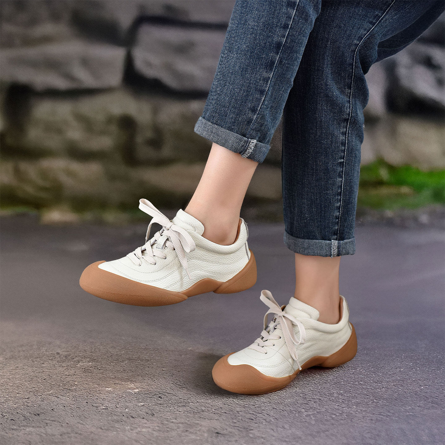 四起哥2026春秋新款头层牛皮精致小白鞋真皮休闲鞋女轻奢运动鞋潮