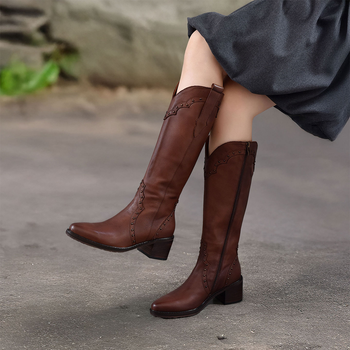 四起哥2025秋冬新款头层牛皮长靴