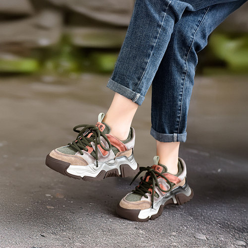 增高真皮百搭厚底老爹鞋四起哥