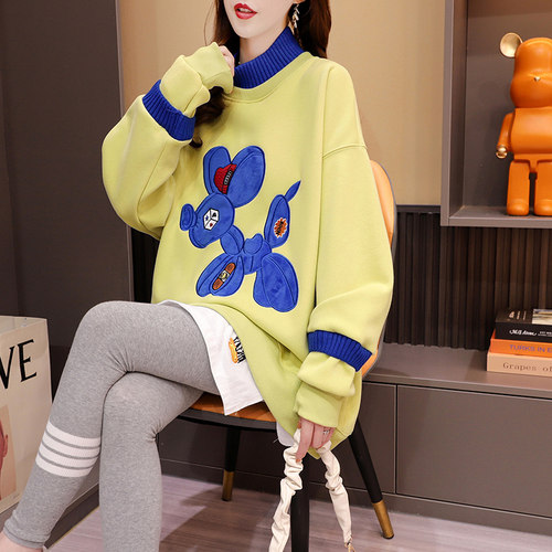 size上衣加绒加厚半高领卫衣