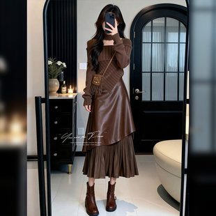 冬装穿搭一整套独特减龄漂亮巨好看的富家千金小洋装连身裙子套装