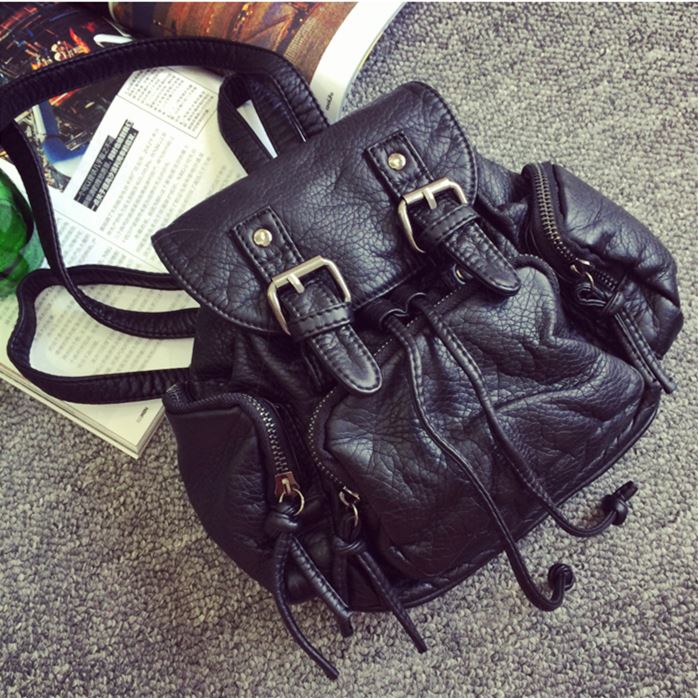 潮牌真皮软皮双肩书包女学生韩版新款时尚潮流百搭迷你小水桶背包