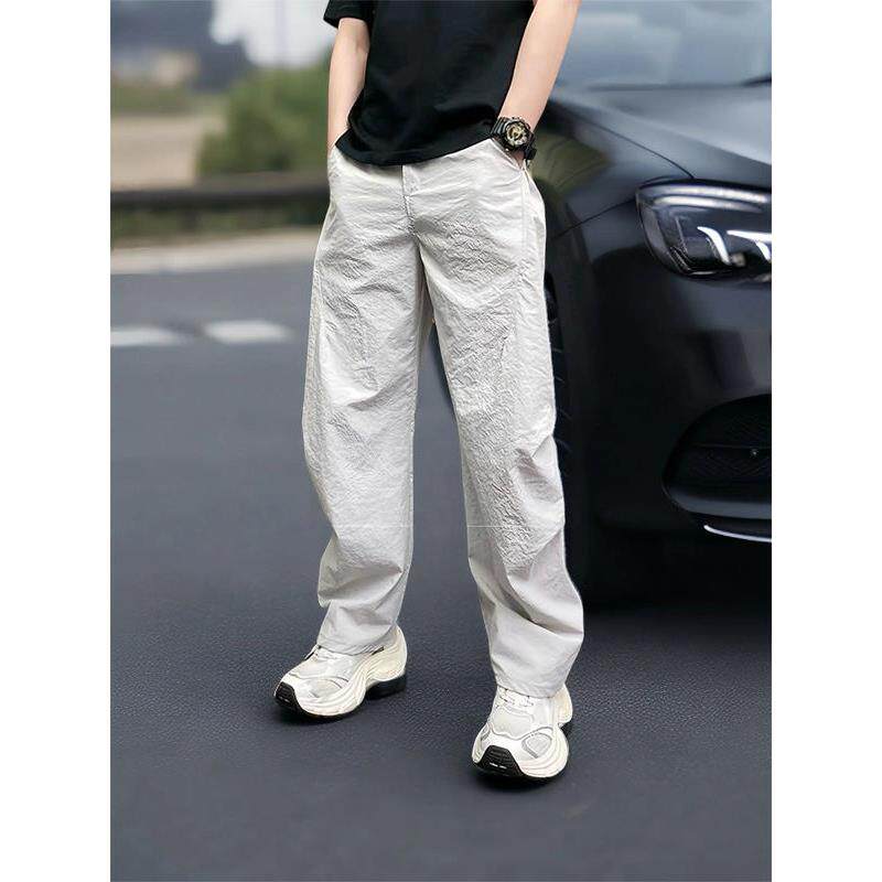 灰色冰丝速干裤子男款夏季薄款户外休闲运动哈伦裤男士透气直筒裤